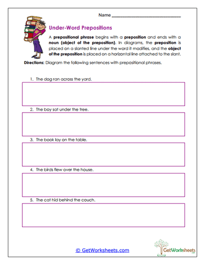 Under-Word Prepositions Worksheet