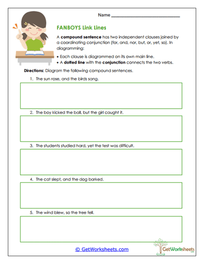 FANBOYS Link Lines Worksheet