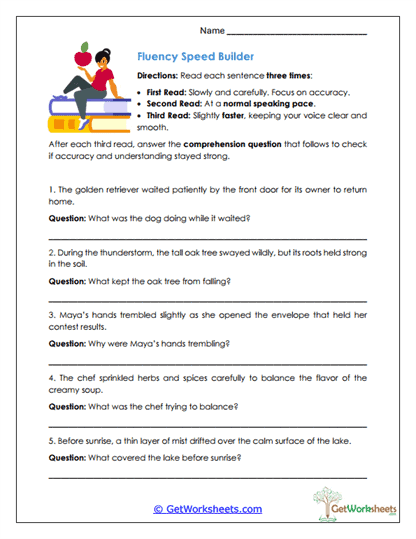 Fluency Speed Builder Worksheet