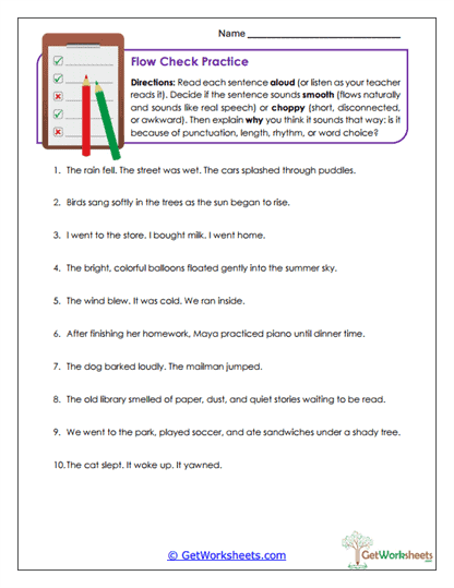 Flow Check Practice Worksheet