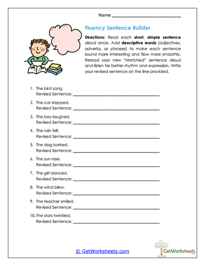 Fluency Sentence Builder Worksheet