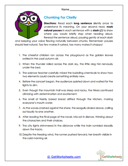 Chunking For Clarity Worksheet