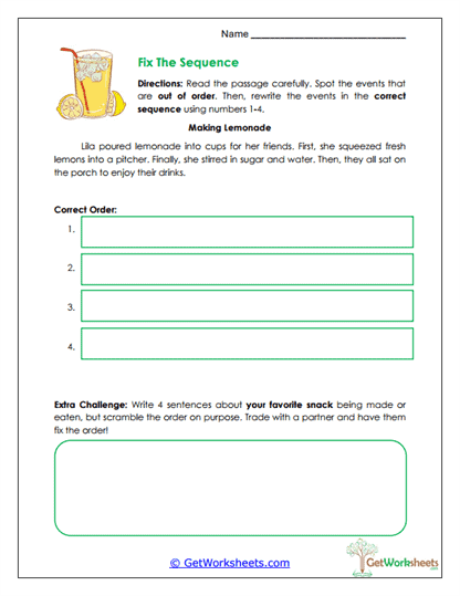 Fix the Sequence Worksheet