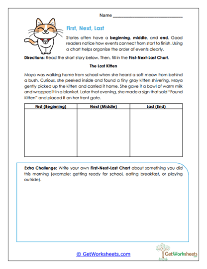 First, Next, Last Worksheet
