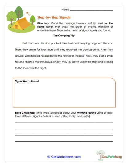 Step-by-Step Signals Worksheet