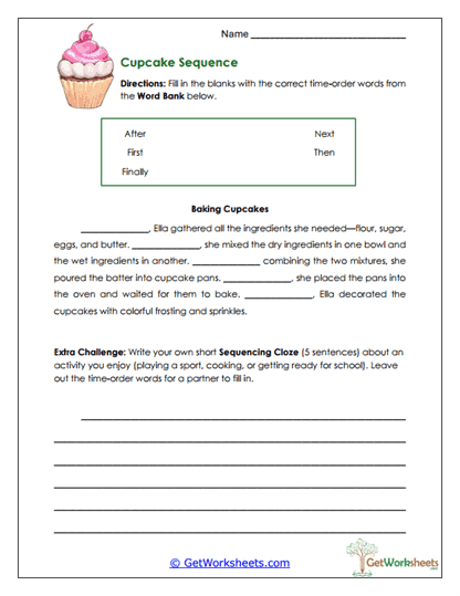 Cupcake Sequence Worksheet