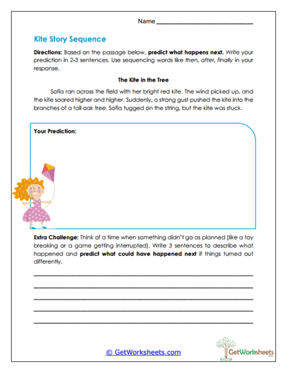 Kite Story Sequence Worksheet