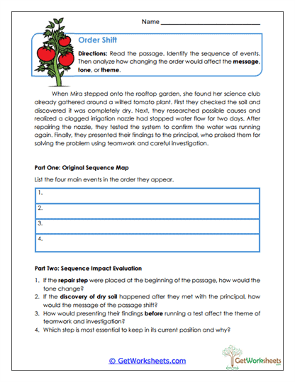 Order Shift Worksheet