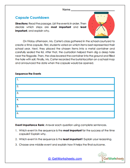 Capsule Countdown Worksheet