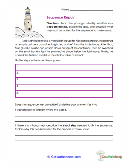 Sequence Repair Worksheet