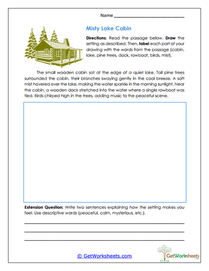 Misty Lake Cabin Worksheet