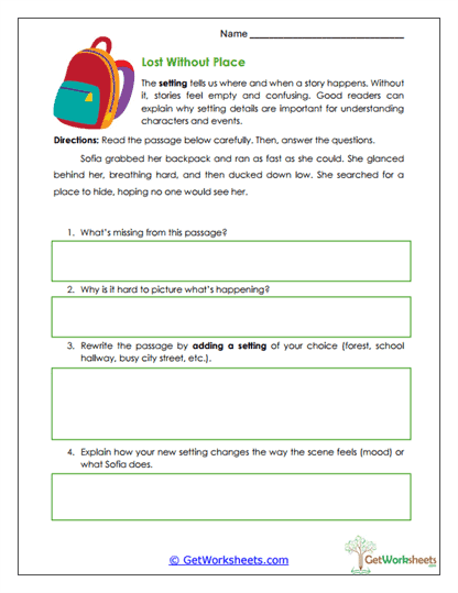 Lost Without Place Worksheet