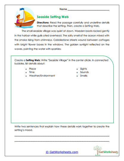 Seaside Setting Web Worksheet