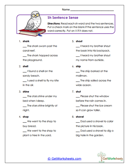 Sh Blends Worksheets