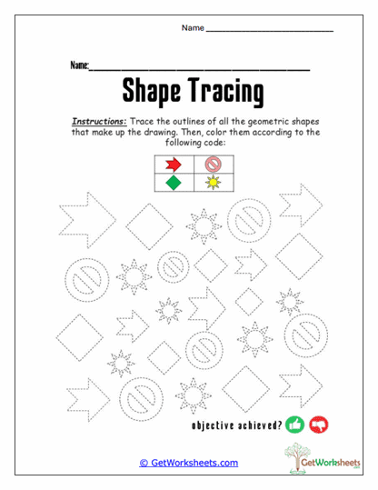 Directional Shapes Tracing Worksheet