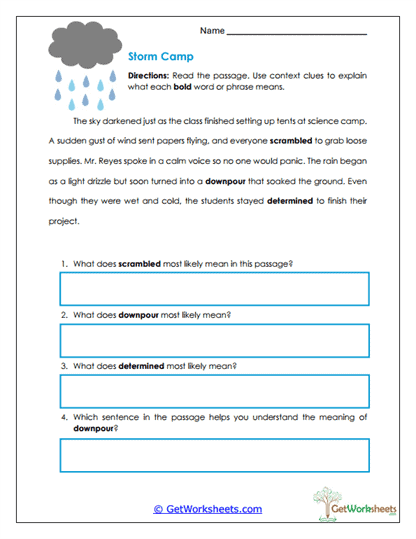 Storm Camp Worksheet