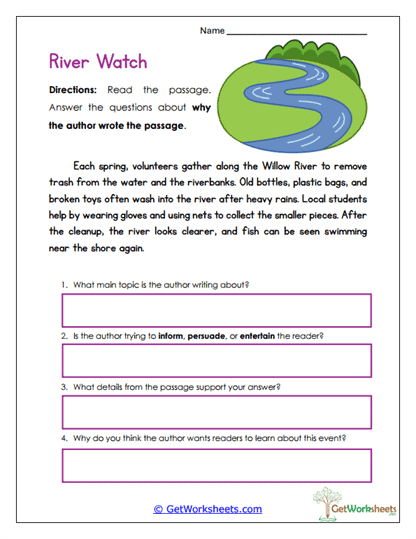 River Watch Worksheet
