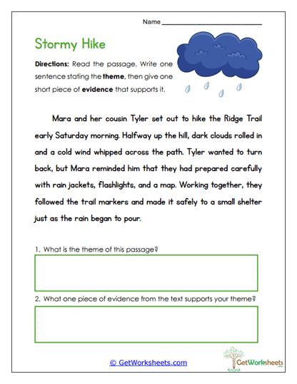 Stormy Hike Worksheet