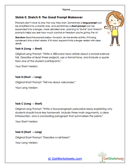 Short vs. Long Prompt Effects Worksheet
