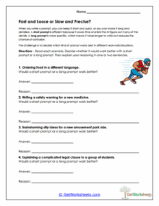 Prompt Choice Scenarios Worksheet - Reasoning & AI Input Selection