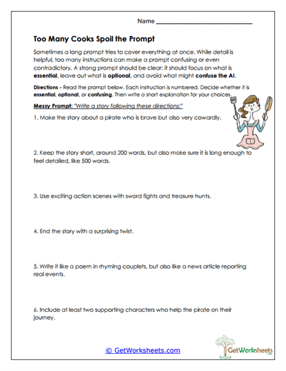 Essential vs. Confusing Details Worksheet