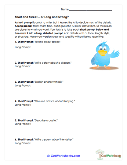 Predicting Prompt Differences Worksheet