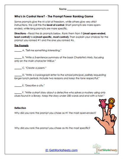 Fixing Messy Prompts Worksheet