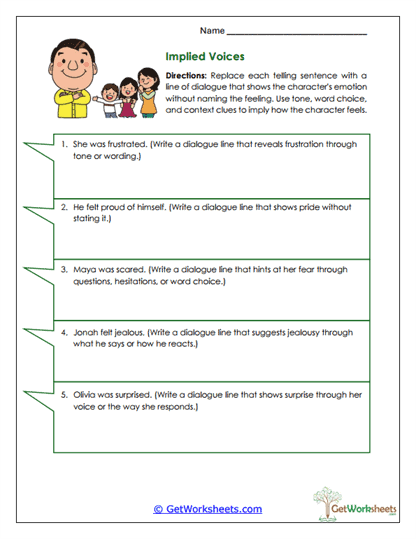 Emotion Through Dialogue Worksheet