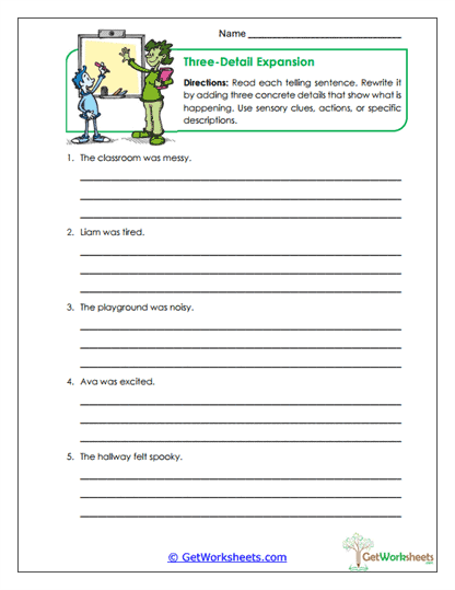 Three-Detail Revision Worksheet