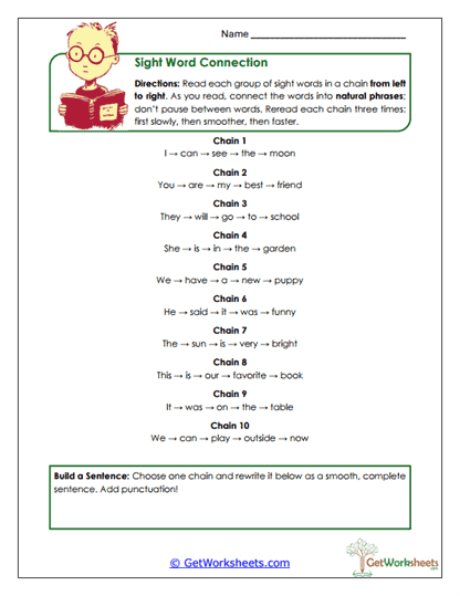 Sight Word Connection Worksheet