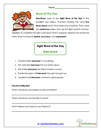 Word Of The Day Worksheet