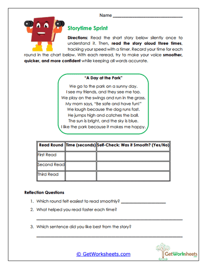 Storytime Sprint Worksheet