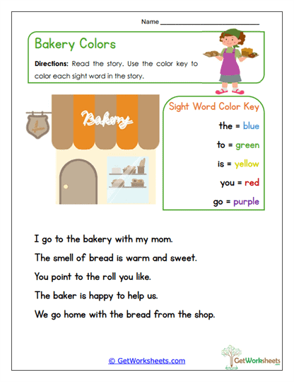 Sight Word Story Worksheets