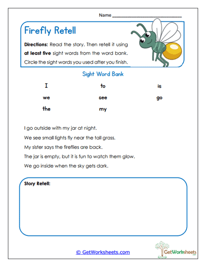 Firefly Retell Worksheet