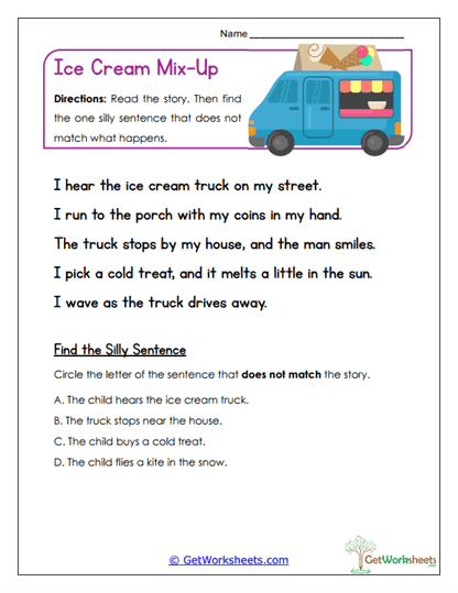 Ice Cream Mix-Up Worksheet