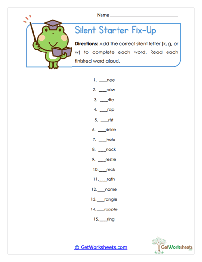 Starter Fix-Up Worksheet
