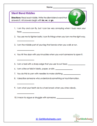 Rad Riddles Worksheet