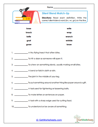 Silent Match-Up Worksheet