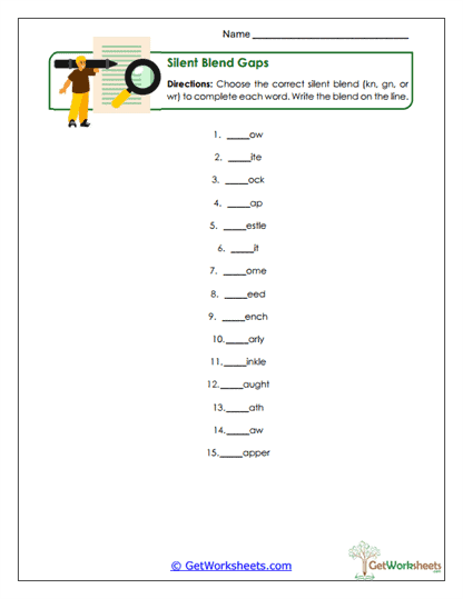 Blend Gaps Worksheet