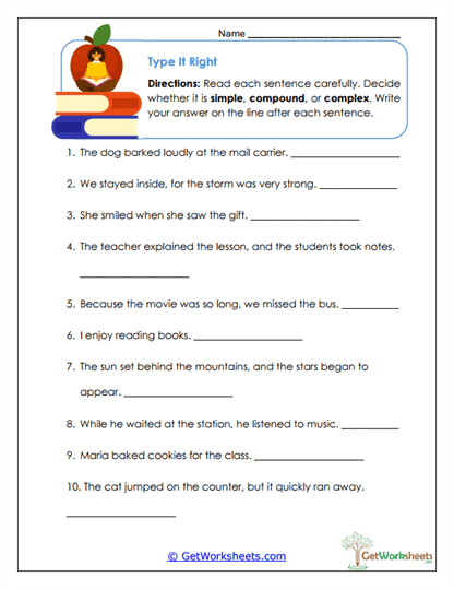 Type It Right Worksheet