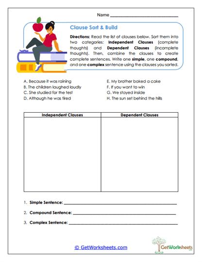 Clause Sort & Build Worksheet