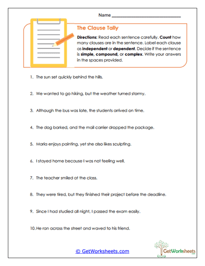 The Clause Tally Worksheet