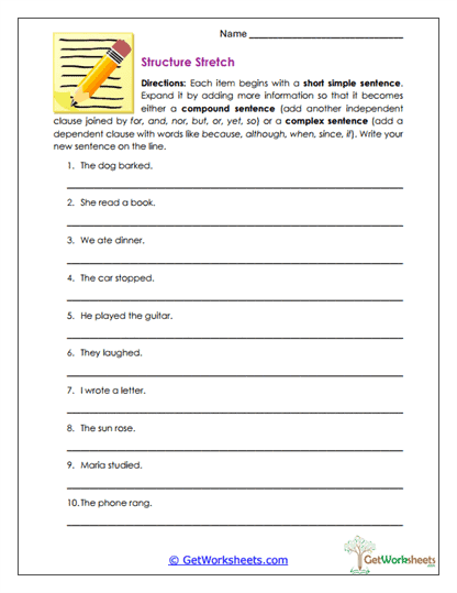 Structure Stretch Worksheet