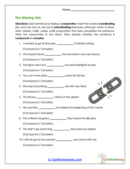 The Missing Link Worksheet