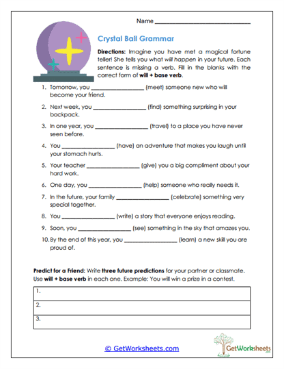 Simple Future Tense Worksheets