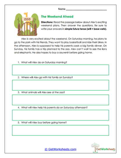 The Weekend Ahead Worksheet