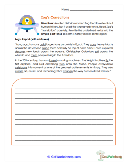 Zog's Corrections Worksheet