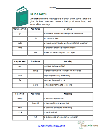 Fill the Forms Worksheet