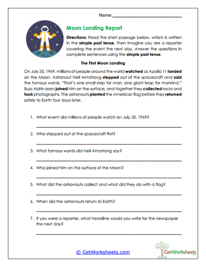 Moon Landing Report Worksheet