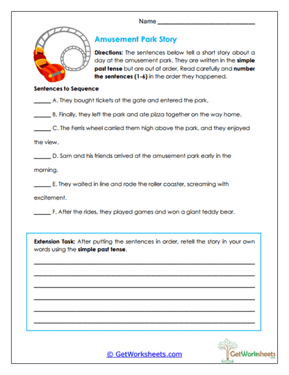 Amusement Park Story Worksheet